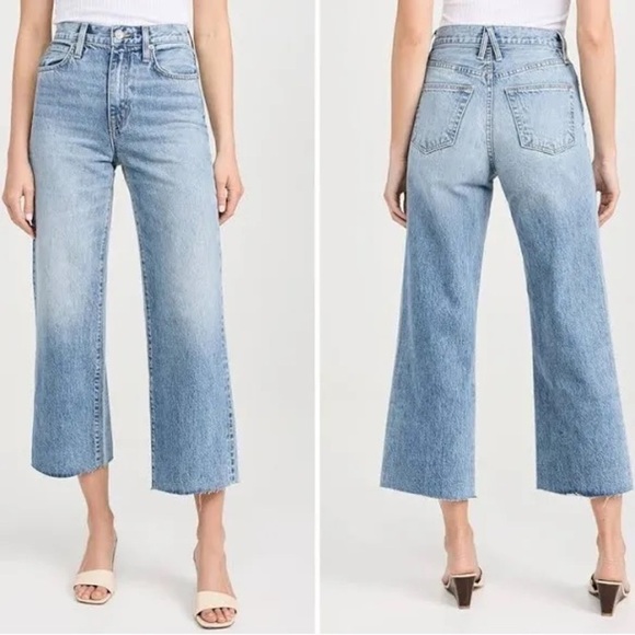 SLVRLAKE Grace cropped high-rise wide-leg jeans Time to go wash - Picture 1 of 12